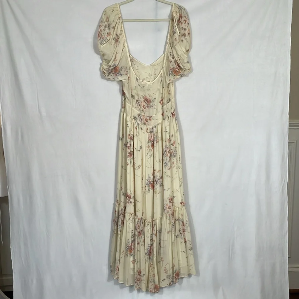 LoveShackFancy Angie Dress Size 6 Delicate Floral 100% Silk Maxi Dress - Picture 4 of 13